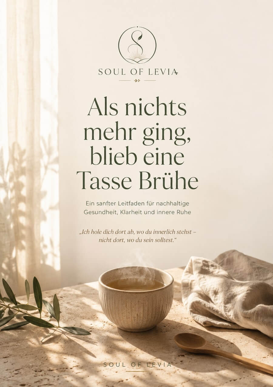 eBook-Cover „Als nichts mehr ging, blieb eine Tasse Brühe“ – ein sanfter Leitfaden für nachhaltige Gesundheit, Klarheit und innere Ruhe